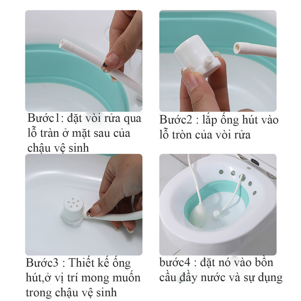 Chậu Xông Vùng Kín Gập Gọn Có Vòi Xịt