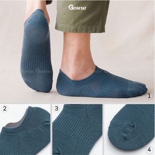 Tất vớ lười nam trơn màu GOMTAT, thiết kế mặt lưới thoáng khí, chất liệu cotton êm chân khử mùi - HAI-MIA-1401-1DOI