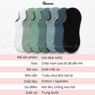 Tất vớ lười nam trơn màu GOMTAT, thiết kế mặt lưới thoáng khí, chất liệu cotton êm chân khử mùi - HAI-MIA-1401-1DOI