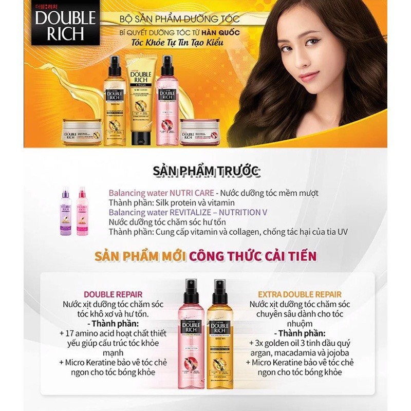 Nước Xịt Dưỡng Tóc Khô Xơ & Hư Tổn Double Rich 120ml , 250ml