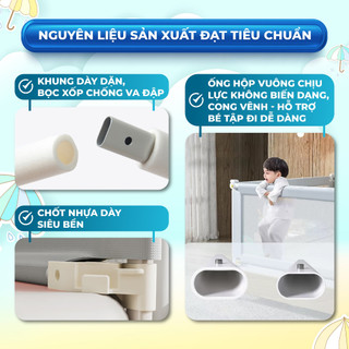 Thanh Chắn Giường Gấp Gọn Cao Cấp Pakey, Không Cần Lắp Đặt, Cải Tiến Khóa Kép Cố Định, An Toàn Cho Bé