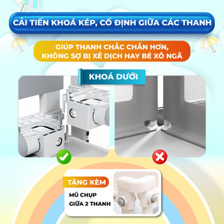 Thanh Chắn Giường Gấp Gọn Cao Cấp Pakey, Không Cần Lắp Đặt, Cải Tiến Khóa Kép Cố Định, An Toàn Cho Bé