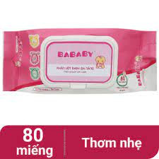 Khăn giấy ướt em bé Bababy hương thơm/không mùi gói 80/150 miếng