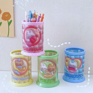 Ống Cắm Bút Để Bàn Hộp Đựng Đồ Dùng Học Tập Độc Lạ Cute In Hoạ Tiết Nổi 3D Timo DDT35
