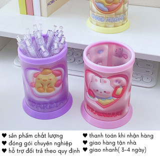 Ống Cắm Bút Để Bàn Hộp Đựng Đồ Dùng Học Tập Độc Lạ Cute In Hoạ Tiết Nổi 3D Timo DDT35