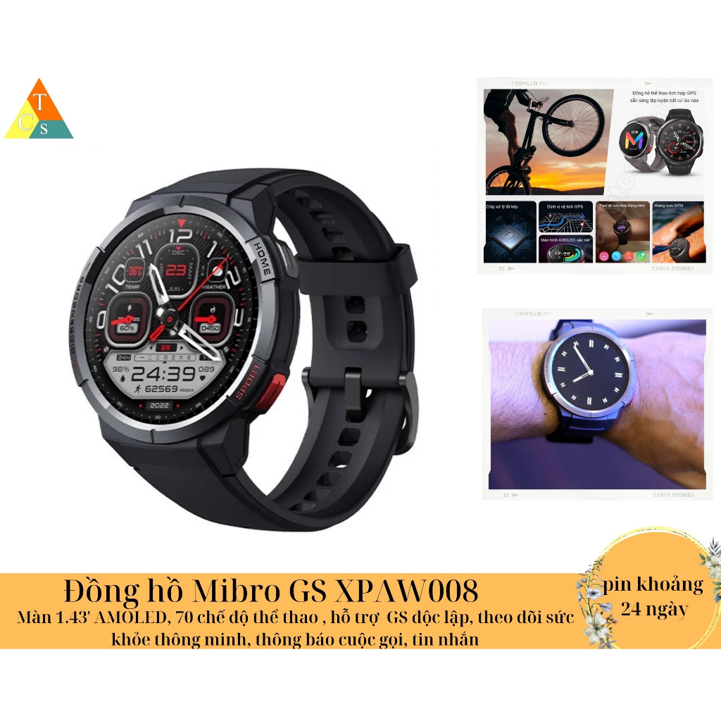 Đồng hồ thông minh Mibro GS XPAW008 -GPS-Màn hình 1.43inch- Chống Nước ...