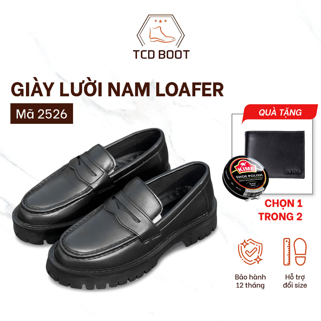 Giày Lười Nam Loafer Da Xít Đế Chucky Màu Đen, Giày Da Nam Kiểu Dáng Công Sở Cao Cấp Mã 2526 - Xưởng Giày Chelsea Boot