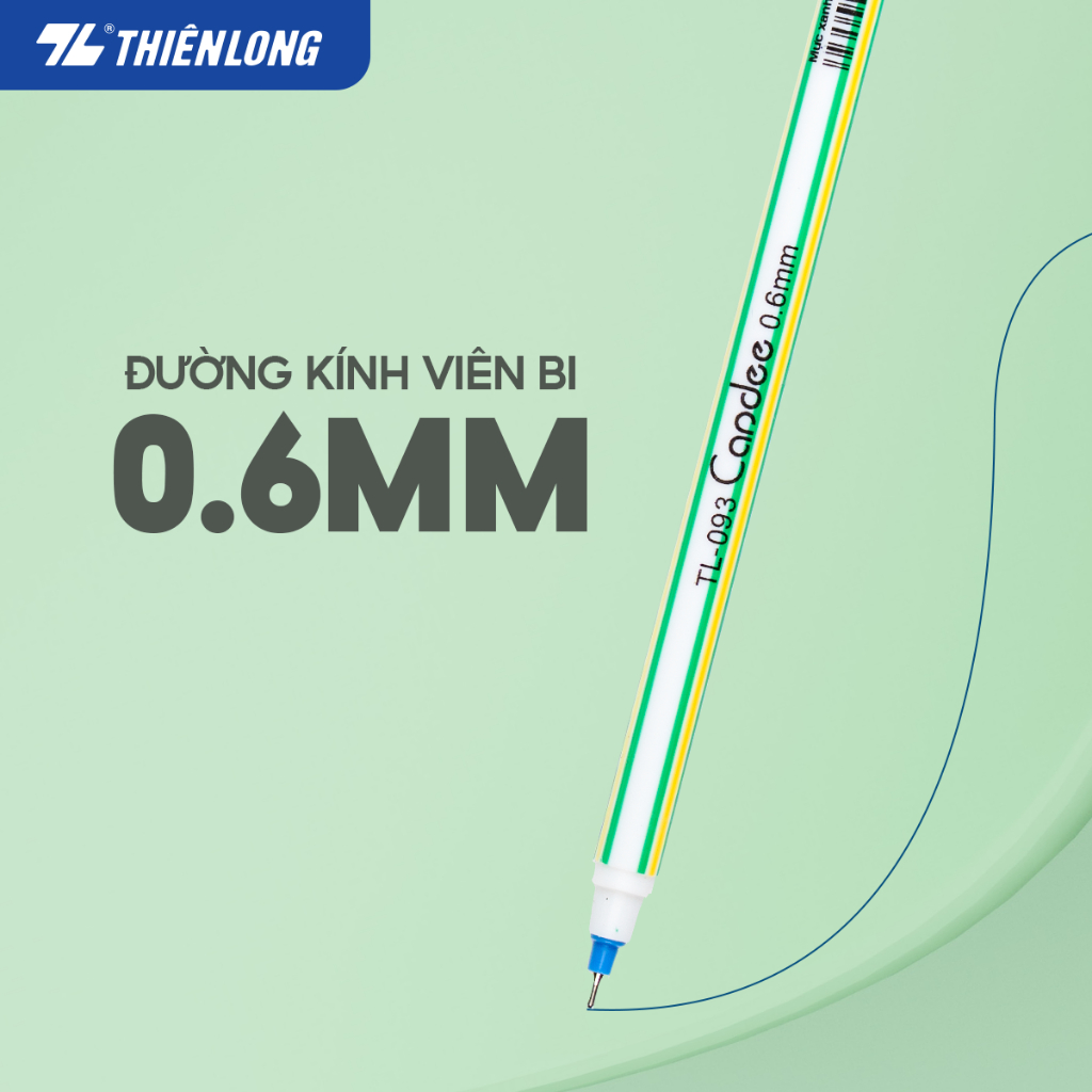 Ảnh Combo 5/10/20 Bút bi Thiên Long Candee TL-093 ngòi 0.6mm - viết bi sọc có nắp đậy, trọng lượng nhẹ, viết êm trơn 3