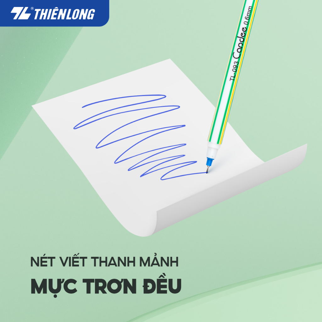 Ảnh Combo 5/10/20 Bút bi Thiên Long Candee TL-093 ngòi 0.6mm - viết bi sọc có nắp đậy, trọng lượng nhẹ, viết êm trơn 4