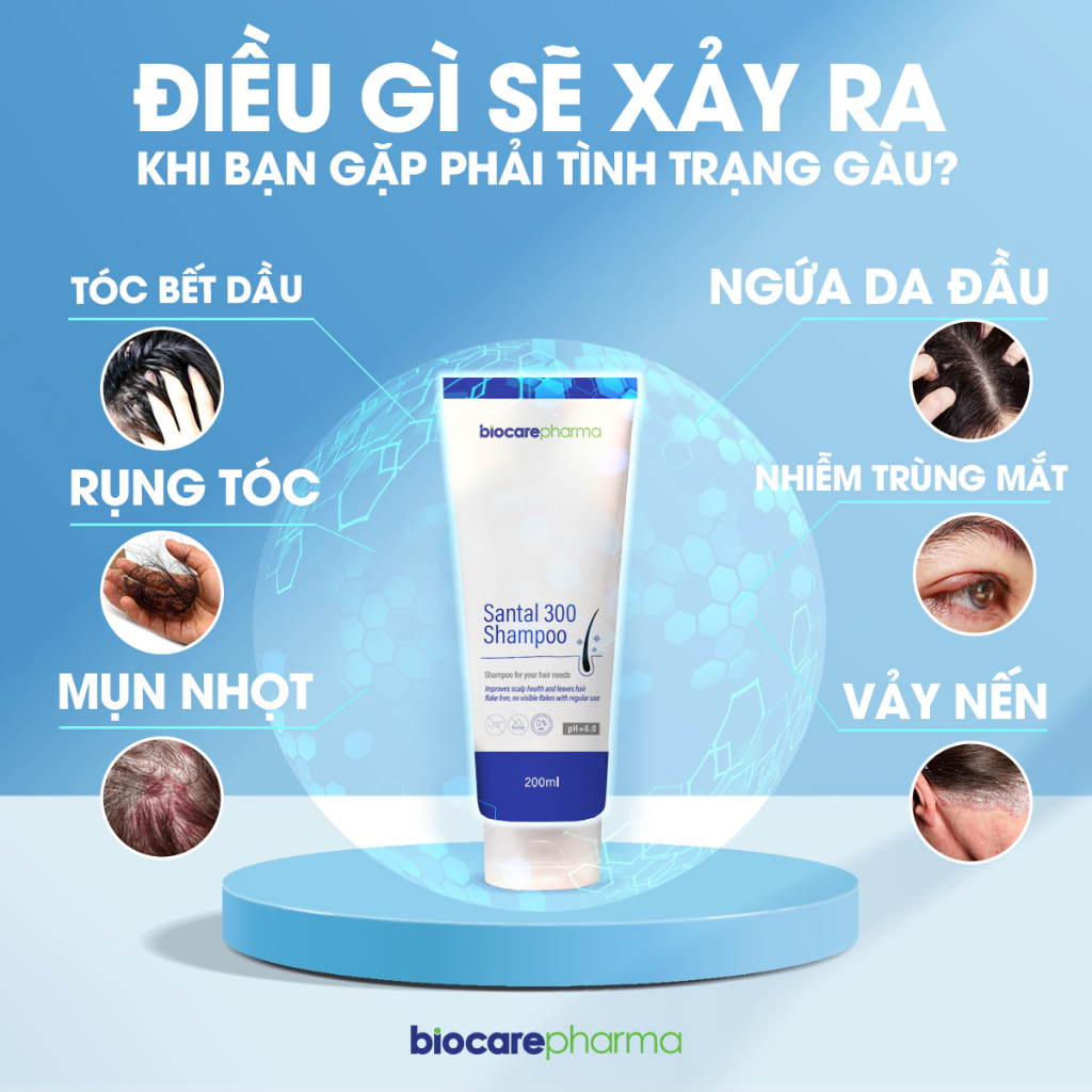 Ảnh Dầu gội giảm gàu nấm ngứa Santal 300 shampoo mẫu tuýp 200ml | Biocarepharma 4