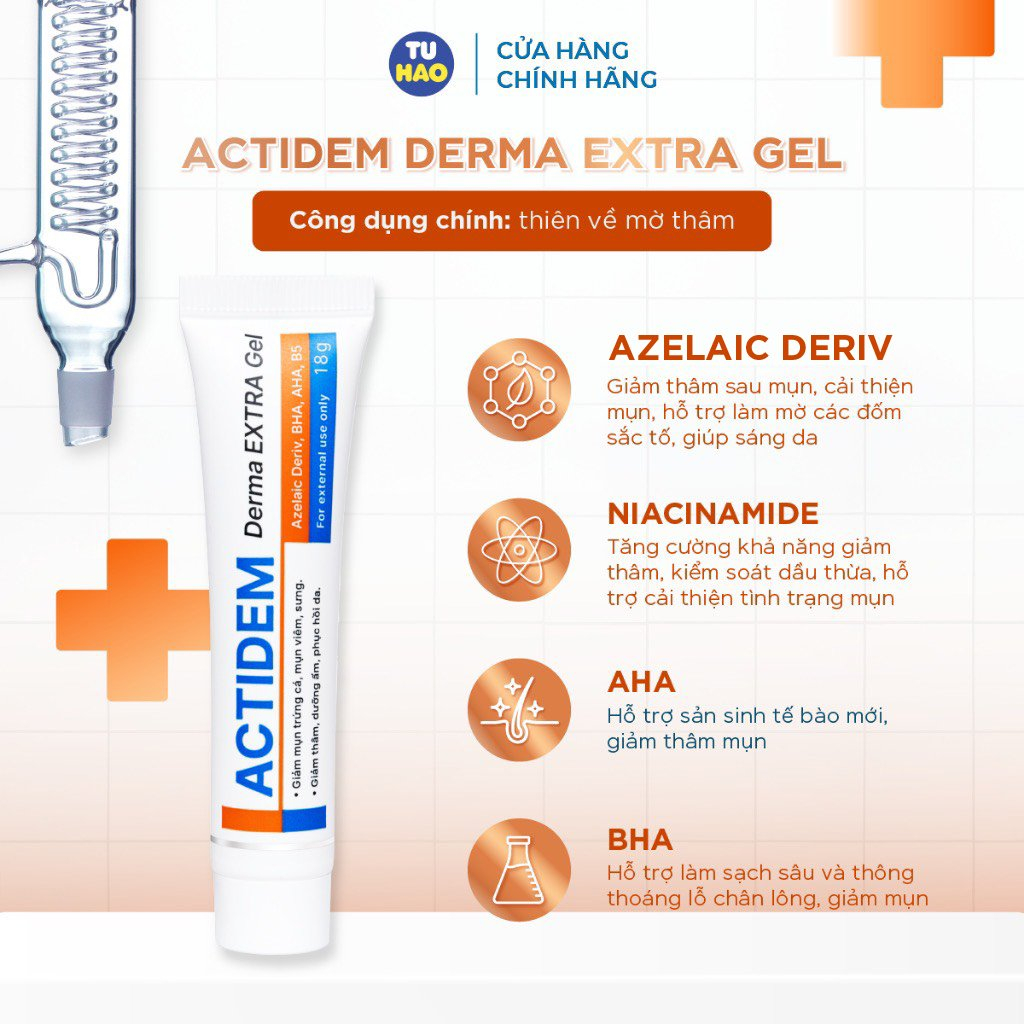 Ảnh Combo da mụn Gel giảm mụn Actidem Derma Gel 18g + Gel rửa mặt Actidem Derma pH 150ml/ Derma Gel 40g/ Derma Extra 18g 3