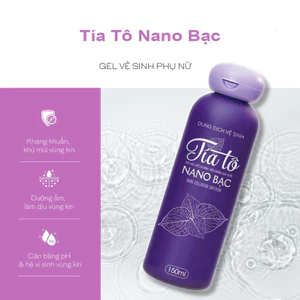 Dung dịch vệ sinh phụ nữ tía tô NANO bạc Hà 150ml , Làm sạch, khử mùi hôi, giữ mùi thơm vùng kín trong 24h