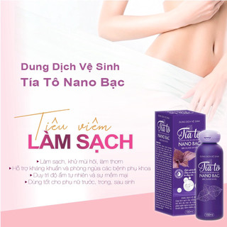 Dung dịch vệ sinh phụ nữ tía tô NANO bạc Hà 150ml , Làm sạch, khử mùi hôi, giữ mùi thơm vùng kín trong 24h