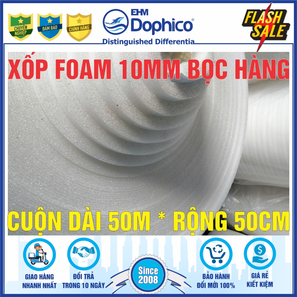 [Cuộn R50cm x D50M] Xốp Foam dày 10mm lót bọc hàng hóa – Xốp chống sốc ...