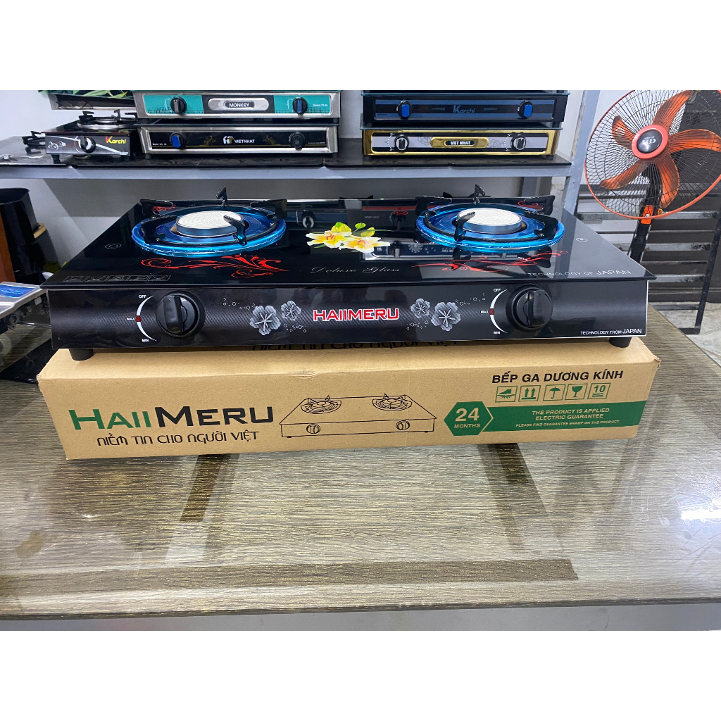 Xả kho bếp gas hồng ngoại- bếp gas Haimeru mặt kính cường lực dễ làm sạch
