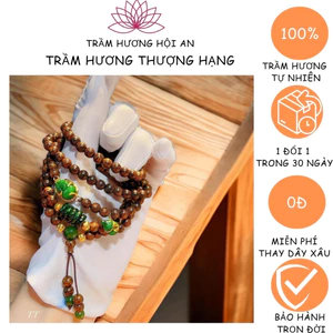 108 hạt 6 ly trầm hương tốc Lào mix bộ đá thạch anh tóc đỏ-Nam nữ-Đẹp, dễ thương.