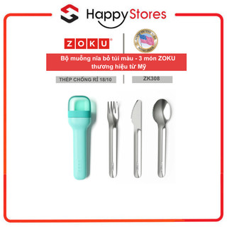 Bộ muỗng nĩa bỏ túi 2 màu  3 món ZOKU Chính hãng thương hiệu Mỹ - HappyStores