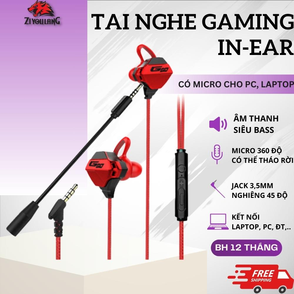 Tai Nghe Nhét Tai Gaming In-Ear, Tặng Bộ Chuyển Đổi Cho Pc, Chống Ồn ...