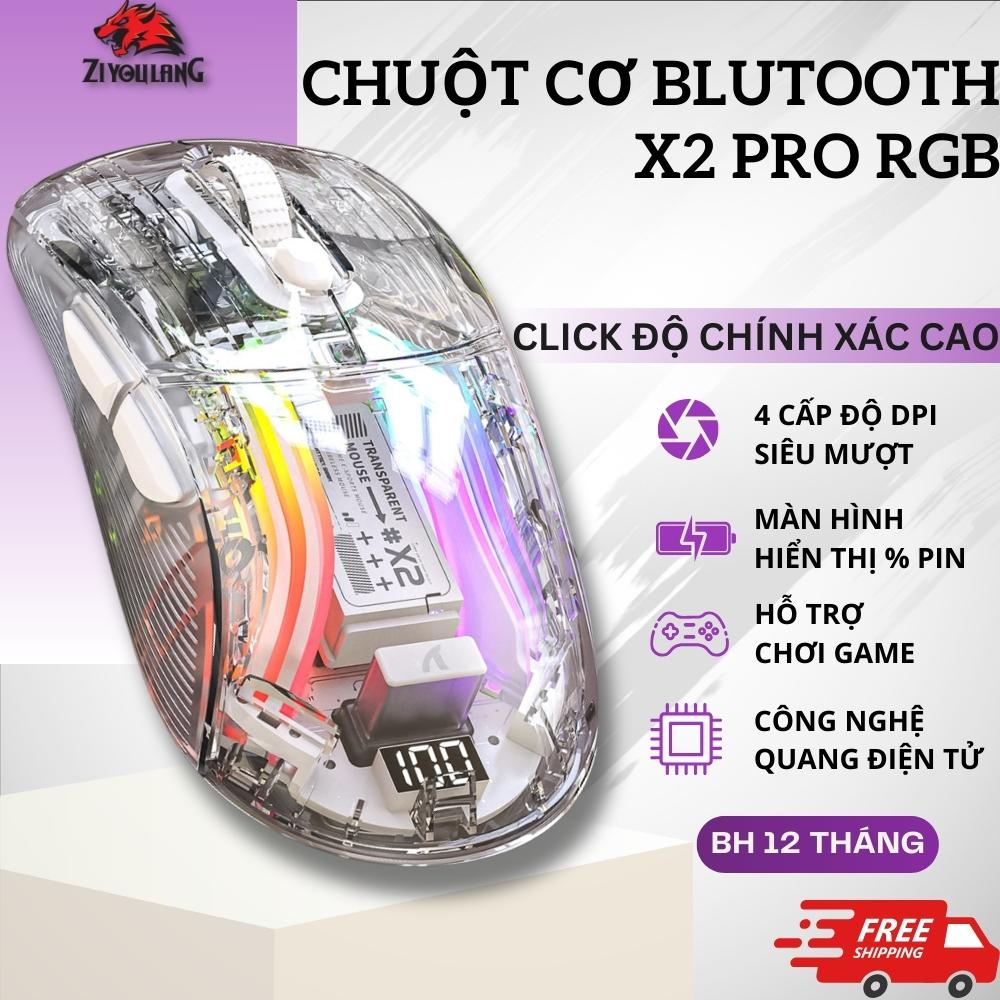 Chuột Không Dây Silent Attack Shark X2 PRO – LED RGB Trong Suốt Cực Đẹp, Tương Thích Mọi Thiết Bị