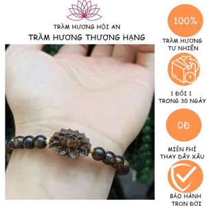 Vòng tay tròn đơn 6li sánh chìm mix hoa sen,thanh nhã-gọn nhẹ và dễ thương,Trầm hương Hội an