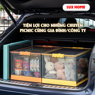 Hộp nhựa đựng đồ lớn bằng nhựa trong suốt LUXHOME, Thùng nhựa có nắp và bánh xe cao cấp giúp đựng đồ chơi, quần áo