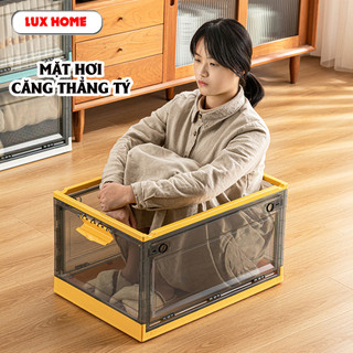 Hộp nhựa đựng đồ lớn bằng nhựa trong suốt LUXHOME, Thùng nhựa có nắp và bánh xe cao cấp giúp đựng đồ chơi, quần áo