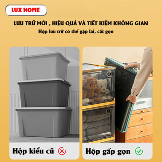 Hộp nhựa đựng đồ lớn bằng nhựa trong suốt LUXHOME, Thùng nhựa có nắp và bánh xe cao cấp giúp đựng đồ chơi, quần áo