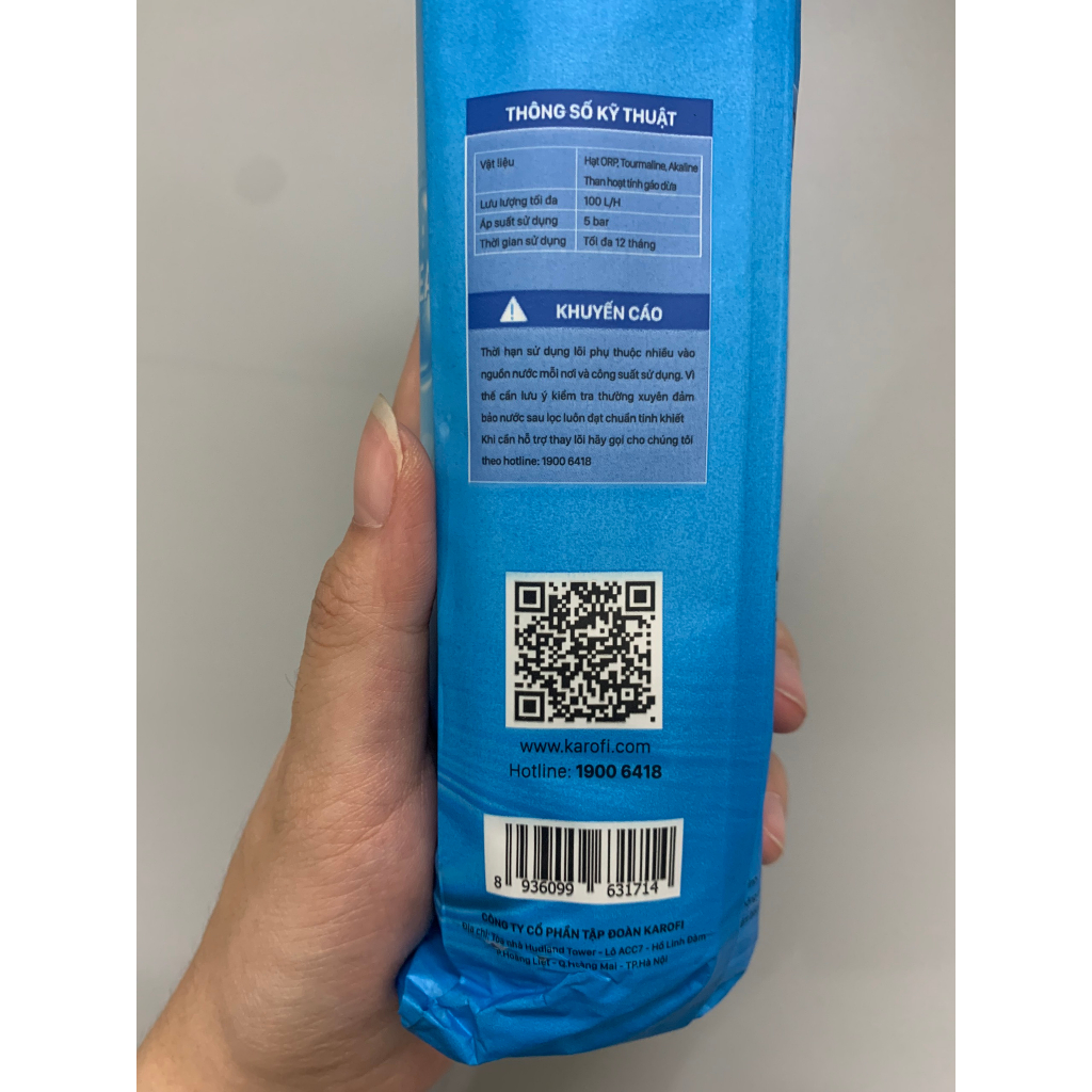 Lõi Lọc Nước ORP Alkaline Karofi Số 9 Chức Năng Nâng Cao pH Bổ Sung Khoáng Chất Giúp Cơ Thể Khỏe Hơn