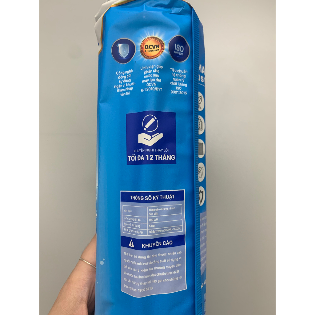 Lõi Smax Duo Post Carbon Karofi - CTO Lưới Than Hoạt Tính Lắp Ở Vị Trí Số 2 Hoặc 3 Tùy Model Cho Máy Lọc RO