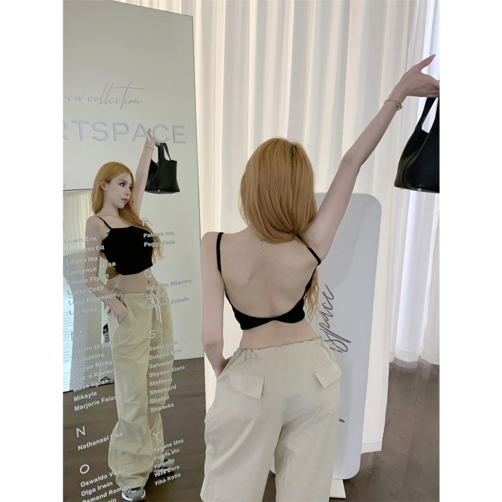 [CÓ MÚT] Áo Hai Dây Croptop Hotgirl Hở Lưng Có Đệm Mút Ngực RANSHI Cách Điệu Siêu Xinh Chất Tăm Lạnh Dễ Chịu - RA162