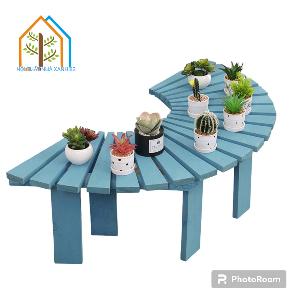 Ghế Gỗ Ngồi Sân Vườn Hình Bán Nguyệt Bằng Gỗ Thông Nhập Khẩu Cao Cấp, Kệ Gỗ Decor Trang Trí Sân Vườn