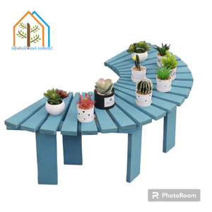 Ghế Gỗ Ngồi Sân Vườn Hình Bán Nguyệt Bằng Gỗ Thông Nhập Khẩu Cao Cấp, Kệ Gỗ Decor Trang Trí Sân Vườn