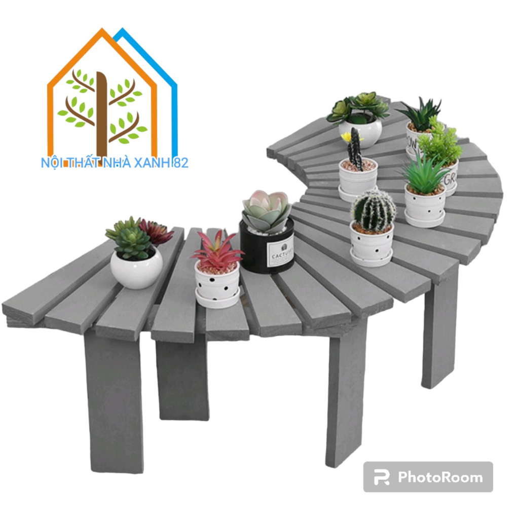 Ghế Gỗ Ngồi Sân Vườn Hình Bán Nguyệt Bằng Gỗ Thông Nhập Khẩu Cao Cấp, Kệ Gỗ Decor Trang Trí Sân Vườn