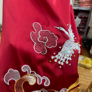 Áo Dài bà sui màu ĐỎ,áo dài saam cover cho mẹ cô dâu trung niên lụa tô châu cao cấp, đính thủ công