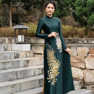 Áo dài bà sui trung niên Kim Cúc lụa tô châu cao cấp Áo dài Saam tay dài form truyền thống