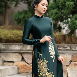 Áo dài bà sui trung niên Kim Cúc lụa tô châu cao cấp Áo dài Saam tay dài form truyền thống