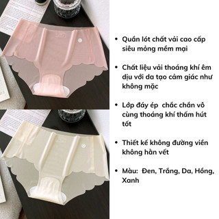 Quần lót nữ su lụa mát mẻ siêu mỏng xuyên thấu với đáy ép chắc chắn kháng khuẩn khử mùi DEVARI L1029