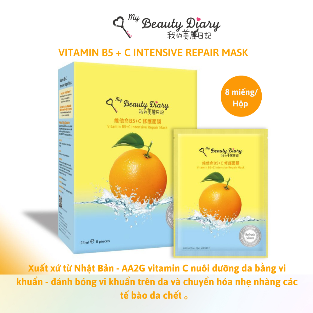 Mặt nạ phục hồi Vitamin B5+C My beauty diary Đài Loan giúp trắng sáng da 23ml/miếng