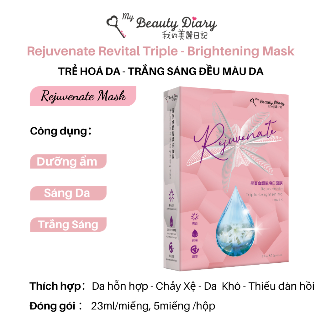 Hộp 5 miếng My Beauty Diary Mask - Đài Loan phiên bản cao cấp trẻ hoá da với chiết xuất thực vật quý hiếm