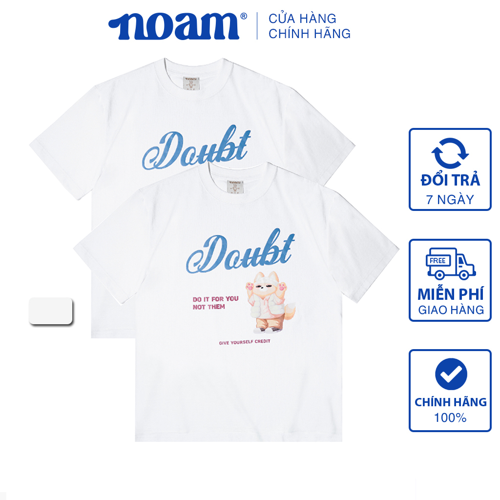 Áo thun Form rộng NOAM Doubt Unisex 100% Cotton – Màu trắng