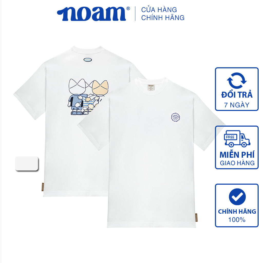 Áo thun Form rộng NOAM’s Choice Unisex 100% Cotton – Màu trắng