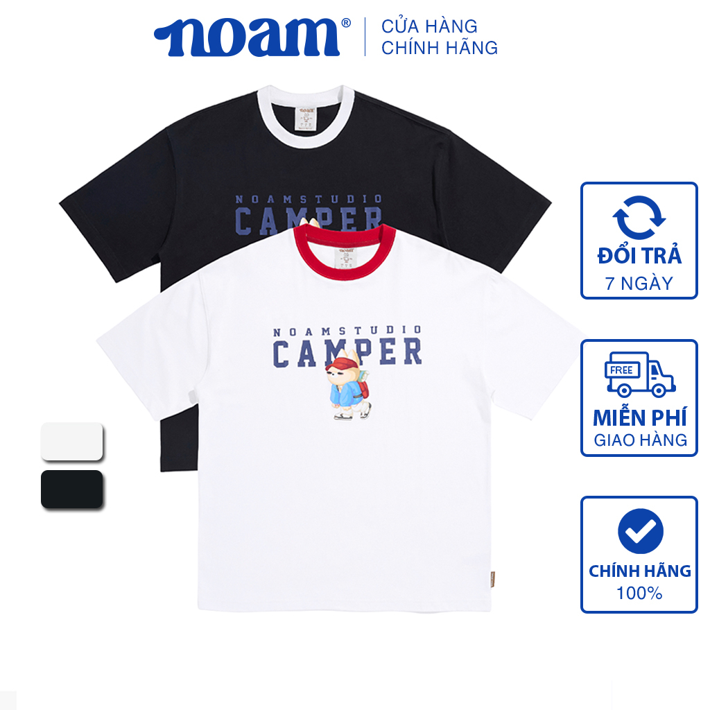 Áo thun Form rộng NOAM Camper Unisex 100% Cotton – Màu đen/trắng