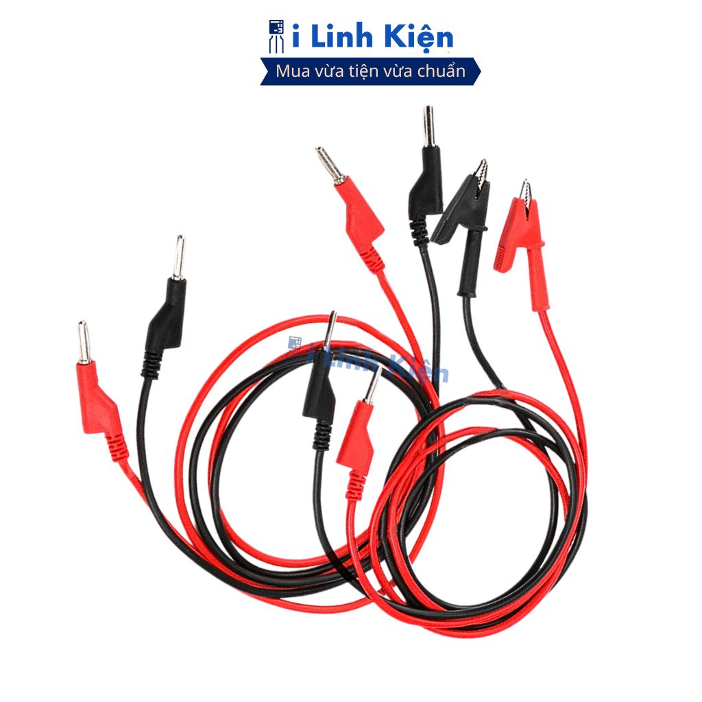 Dây đo đồng hồ liền kẹp cá sấu màu đen loại tốt (1 mét) chất lượng cao ilinhkien