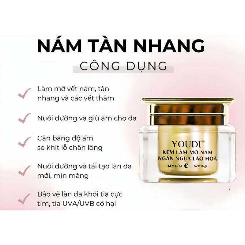Kem giảm nám tàn nhang đồi mồi ngăn ngừa lão hoá YOUDI 20gam