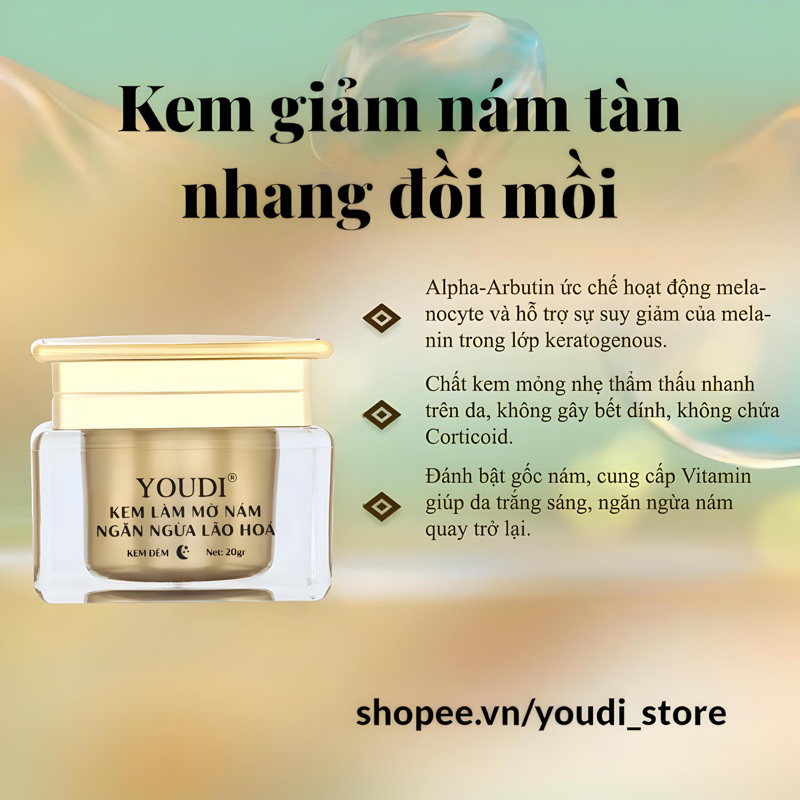 Kem giảm nám tàn nhang đồi mồi ngăn ngừa lão hoá YOUDI 20gam