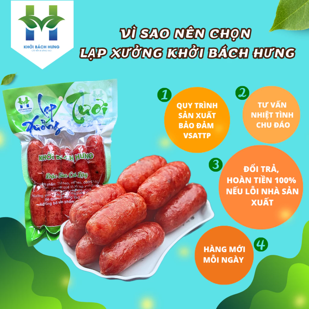 1KG Lạp xưởng heo cao cấp - sấy dẻo truyền thống ( Tặng gói 2 vị lạp tôm và lạp heo khô) Khởi Bách H