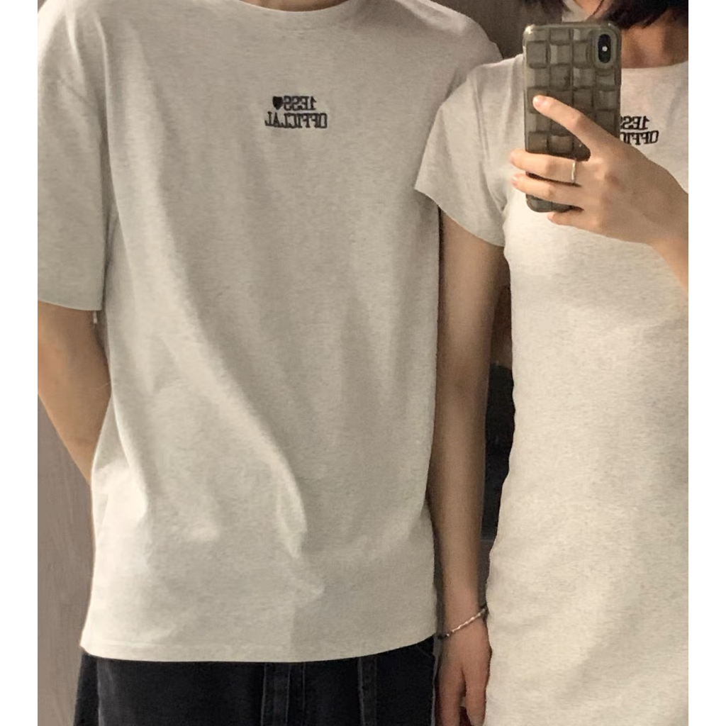 Áo đôi 1ESS3 𝐋𝐎𝐕𝐄 𝐅𝐎𝐑𝐄𝐕𝐄𝐑 𝐒𝐄𝐓 dáng xuông basic 2 màu đen và tiêu xám