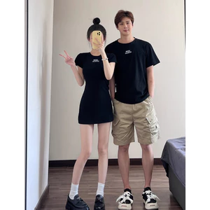 Áo đôi 1ESS3 𝐋𝐎𝐕𝐄 𝐅𝐎𝐑𝐄𝐕𝐄𝐑 𝐒𝐄𝐓 dáng xuông basic 2 màu đen và tiêu xám
