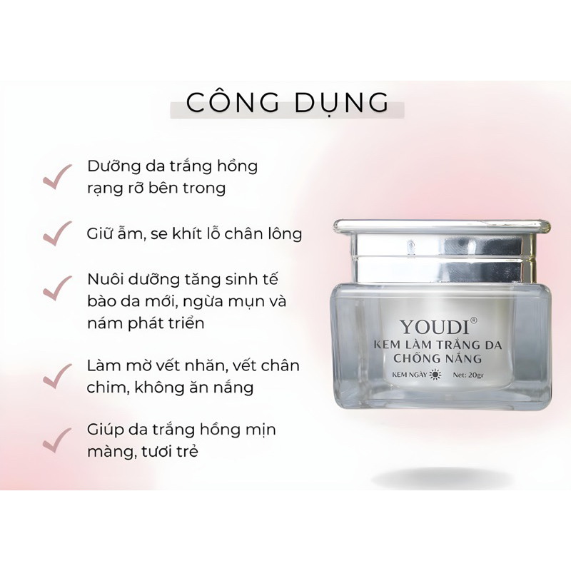 Kem dưỡng trắng căng bóng mềm mịn da YOUDI 20gam