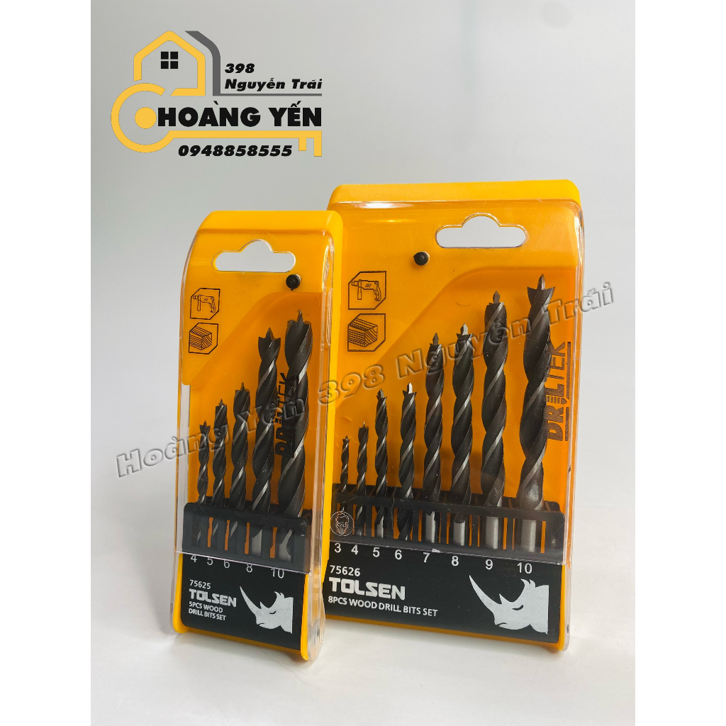 Bộ mũi khoan gỗ, nhựa Tolsen 75625 - 5 chi tiết, Tolsen 75626 - 8 chi ...